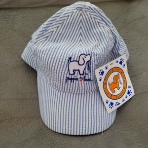 Puppie Love Blue/White Seersucker Hat